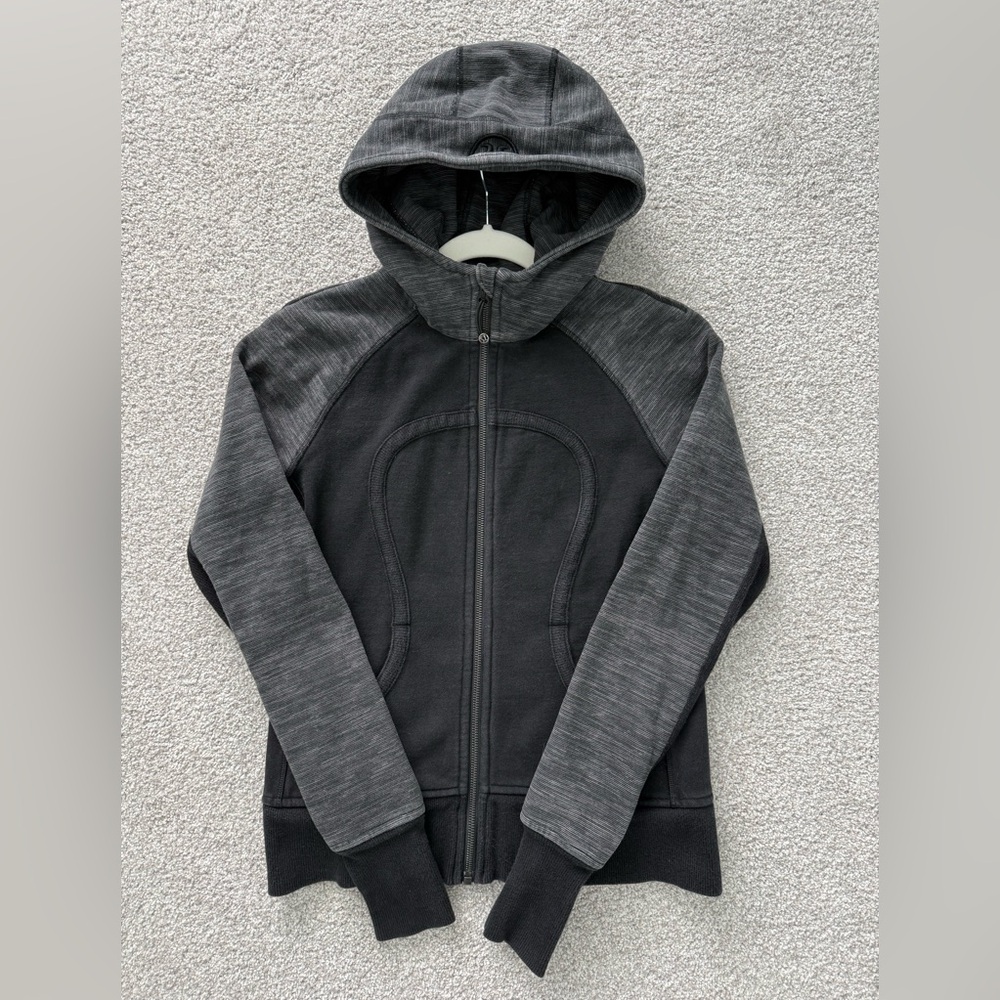 Lululemon Black and Gray Scuba Hoodie Sweatshirt Full Zip Size 8